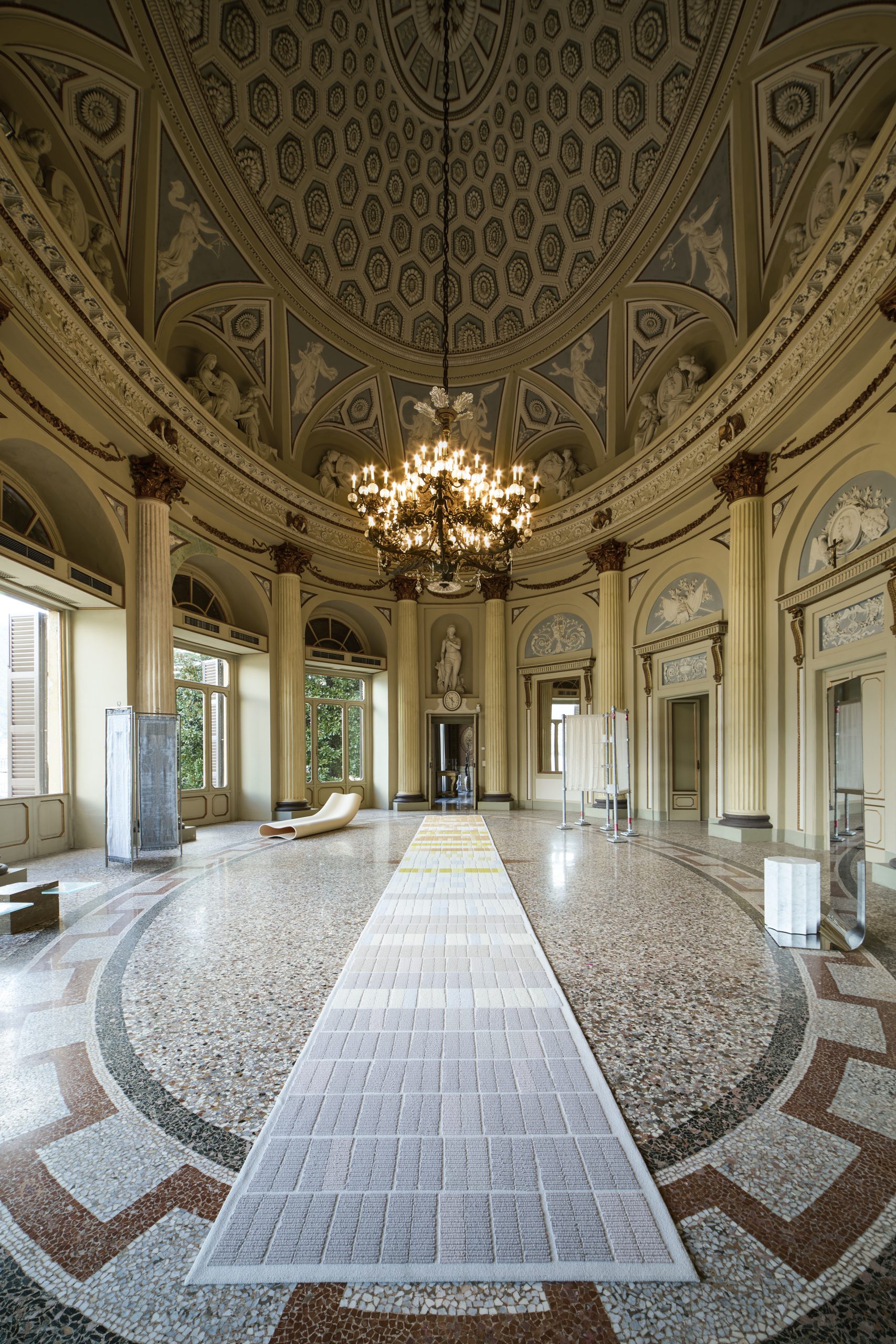Meditations displayed in the central gallery of Villa Saporiti