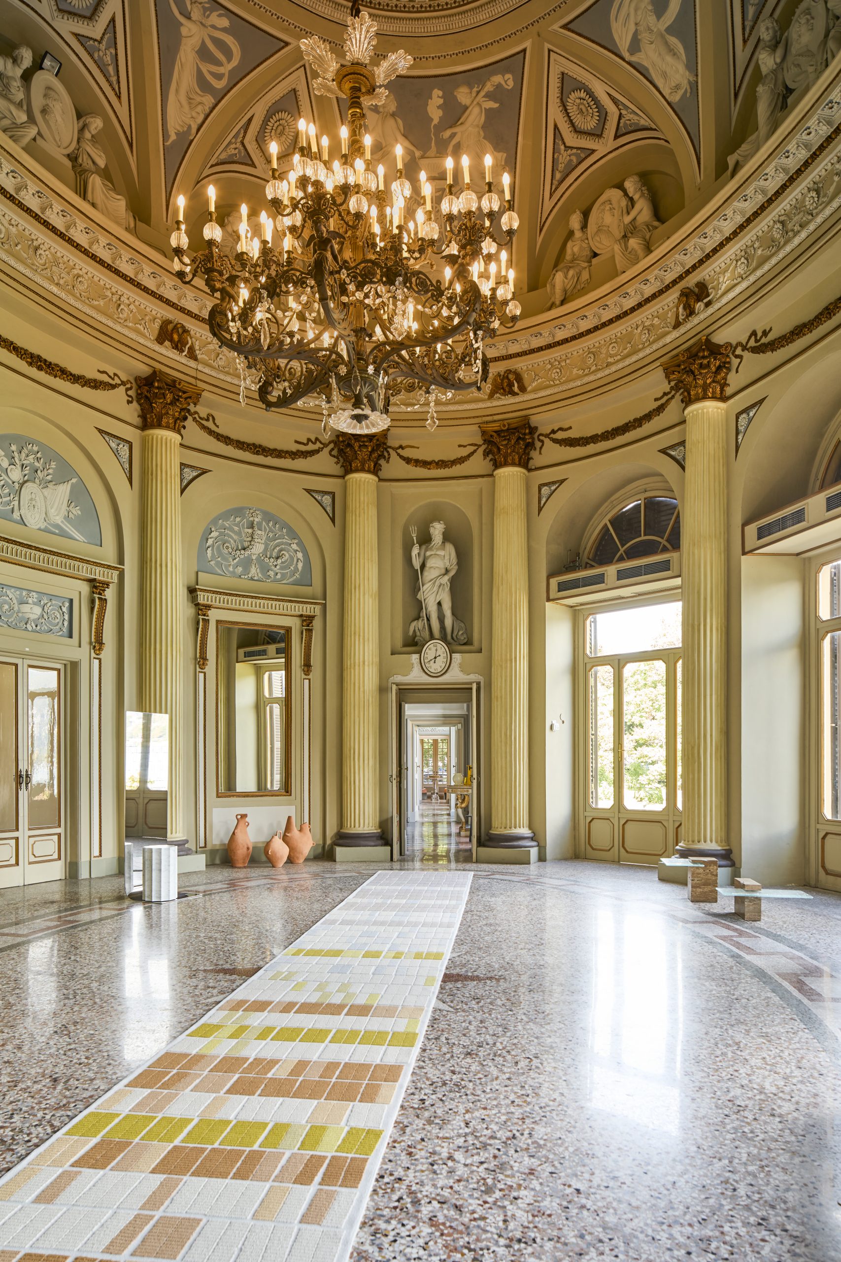A view across the historic gallery towards the Meditations installation