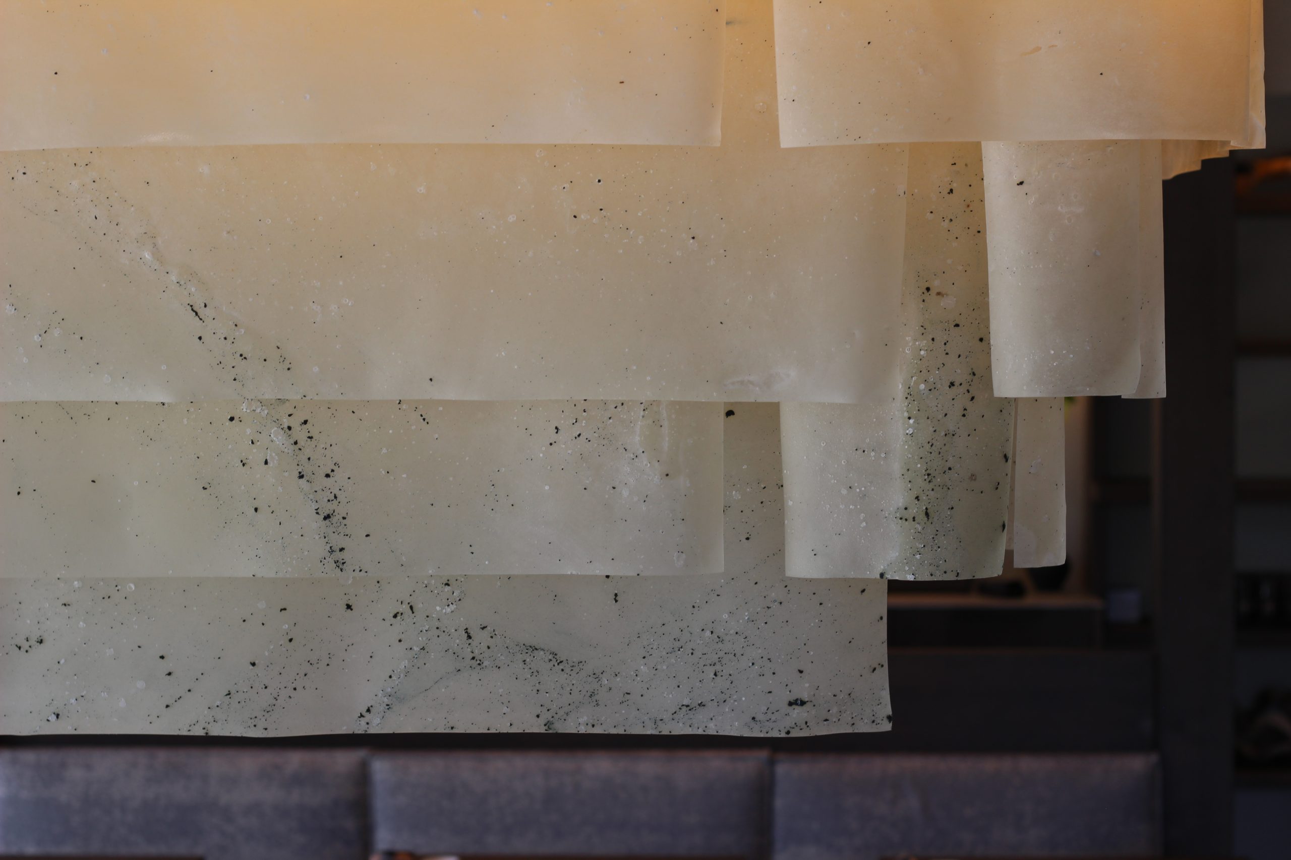 Close view of bespoke bio-textile surfaces by Natural Material Studio