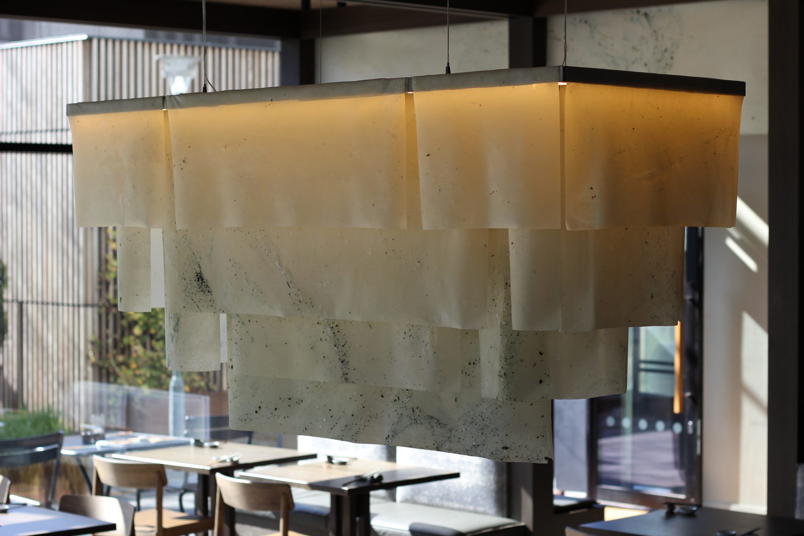 Noren panels create a sense of intimacy in the restaurant
