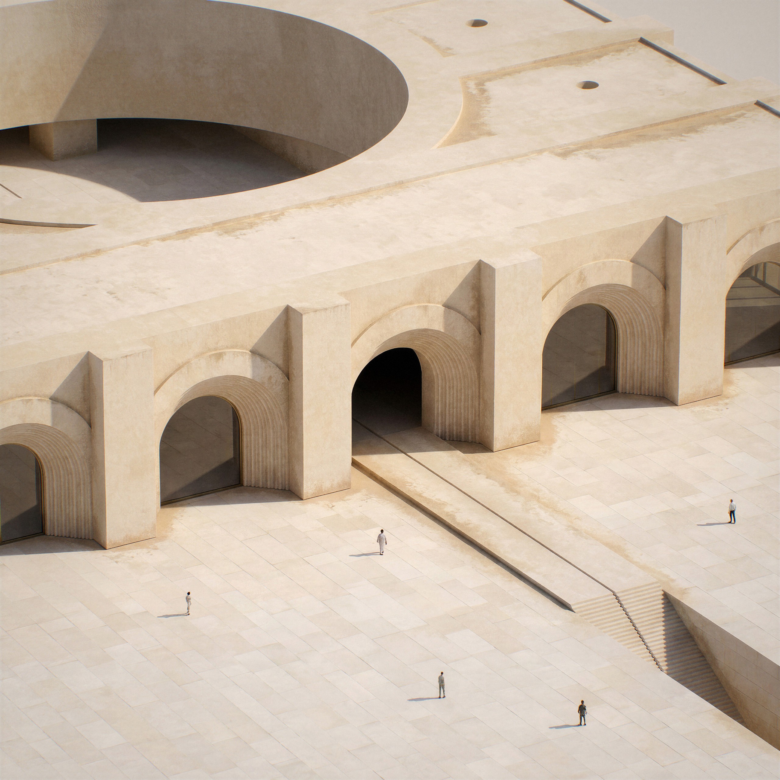 Museum of Contemporary Art Riyadh by Balzar Architects, the arcade and the forecourt
