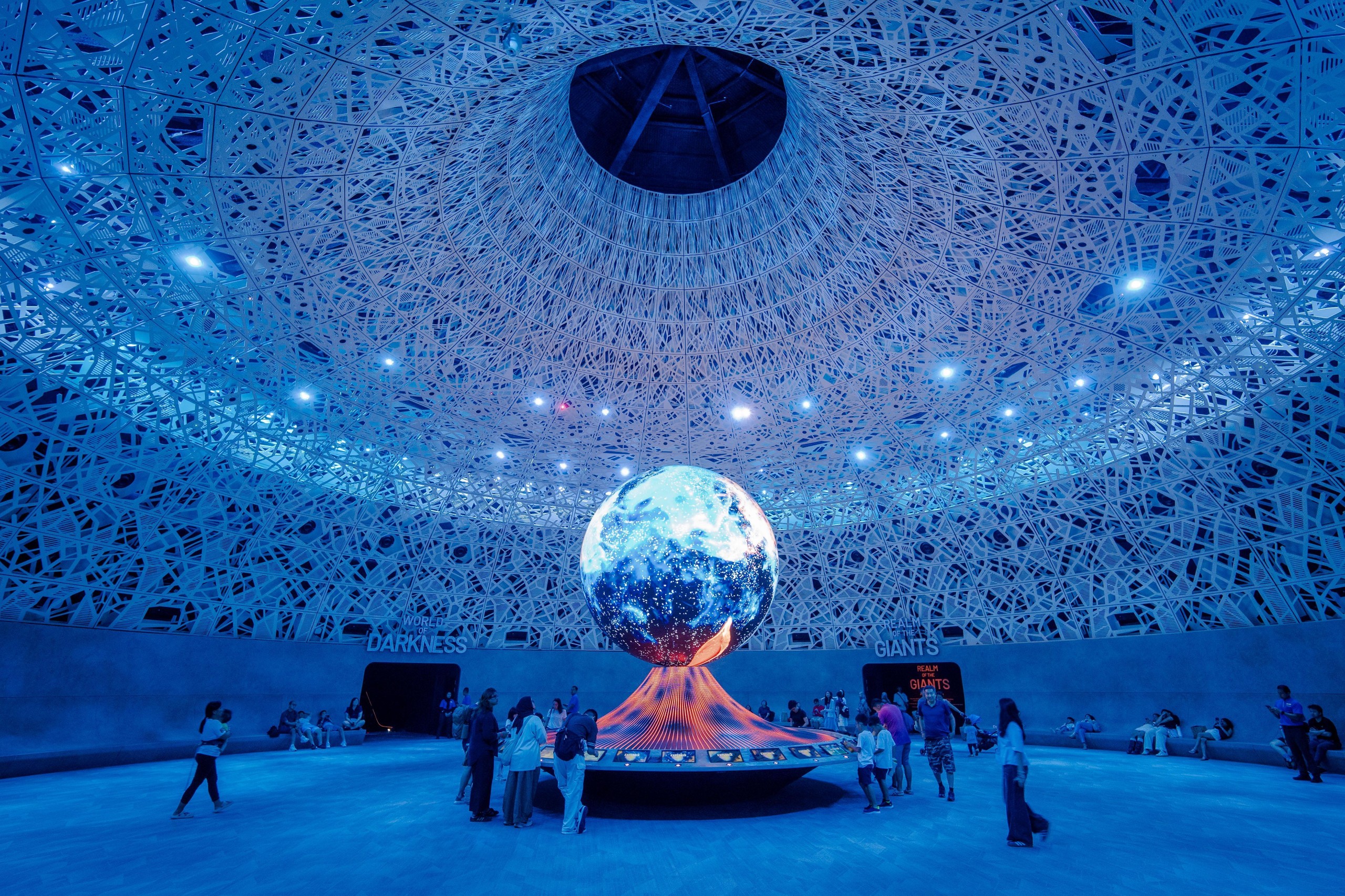 Digital sphere at the centre of Exploria by GSM Studios