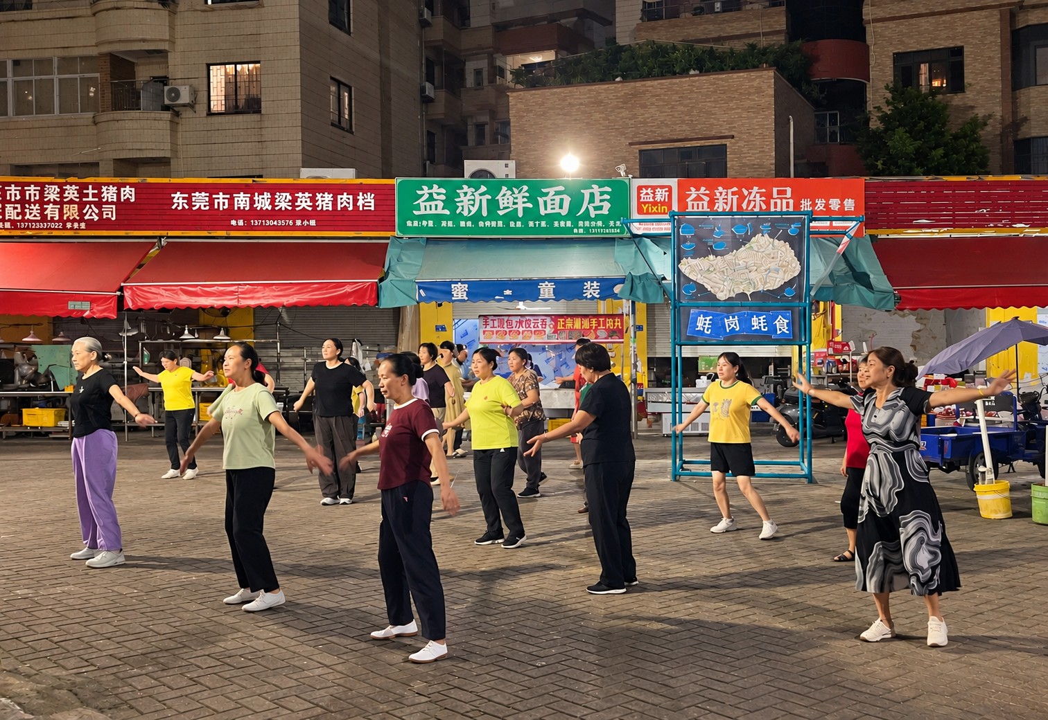 Haogang Ji: at night, villagers dance beside the installation