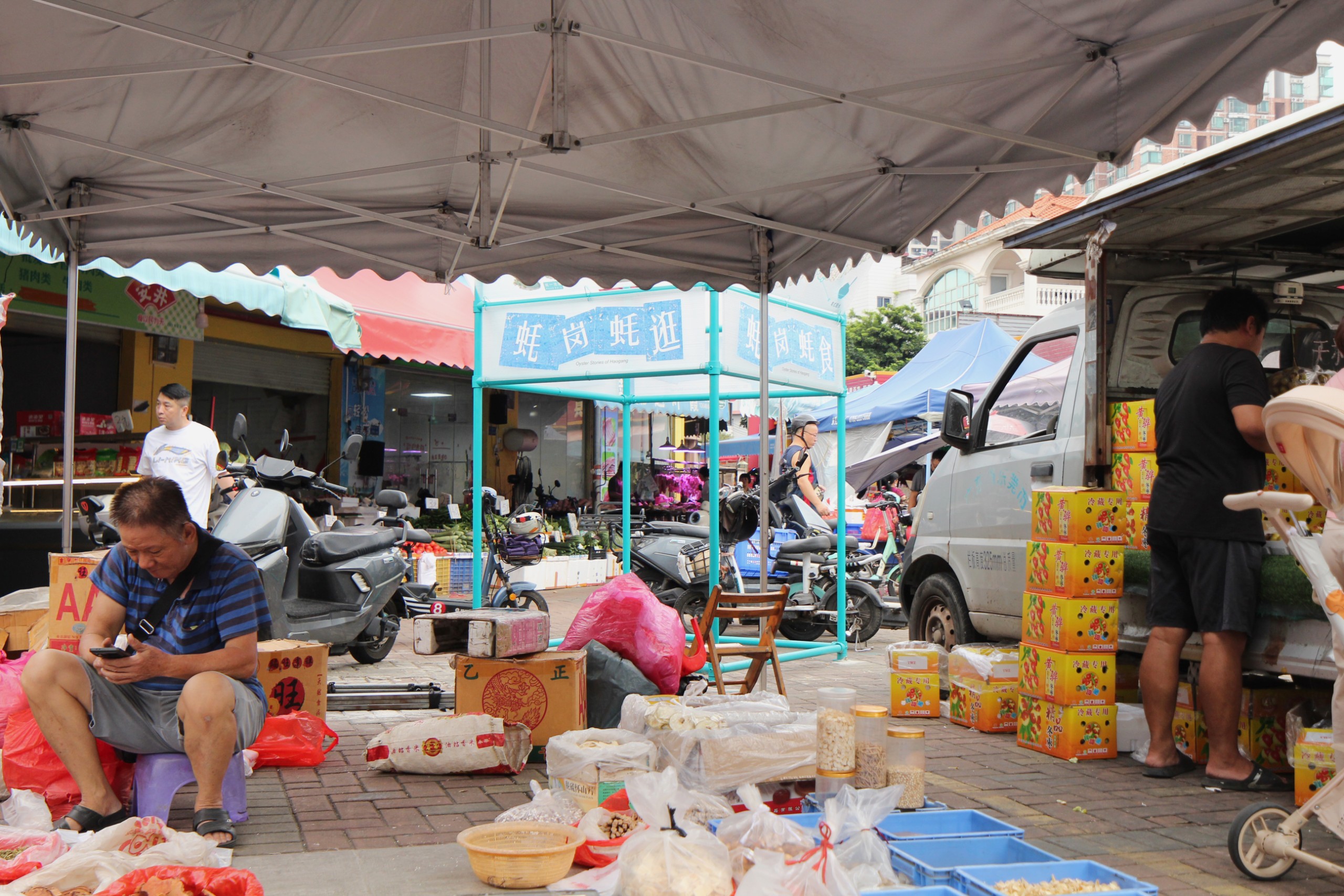 Haogang Ji: the installation among the market stalls