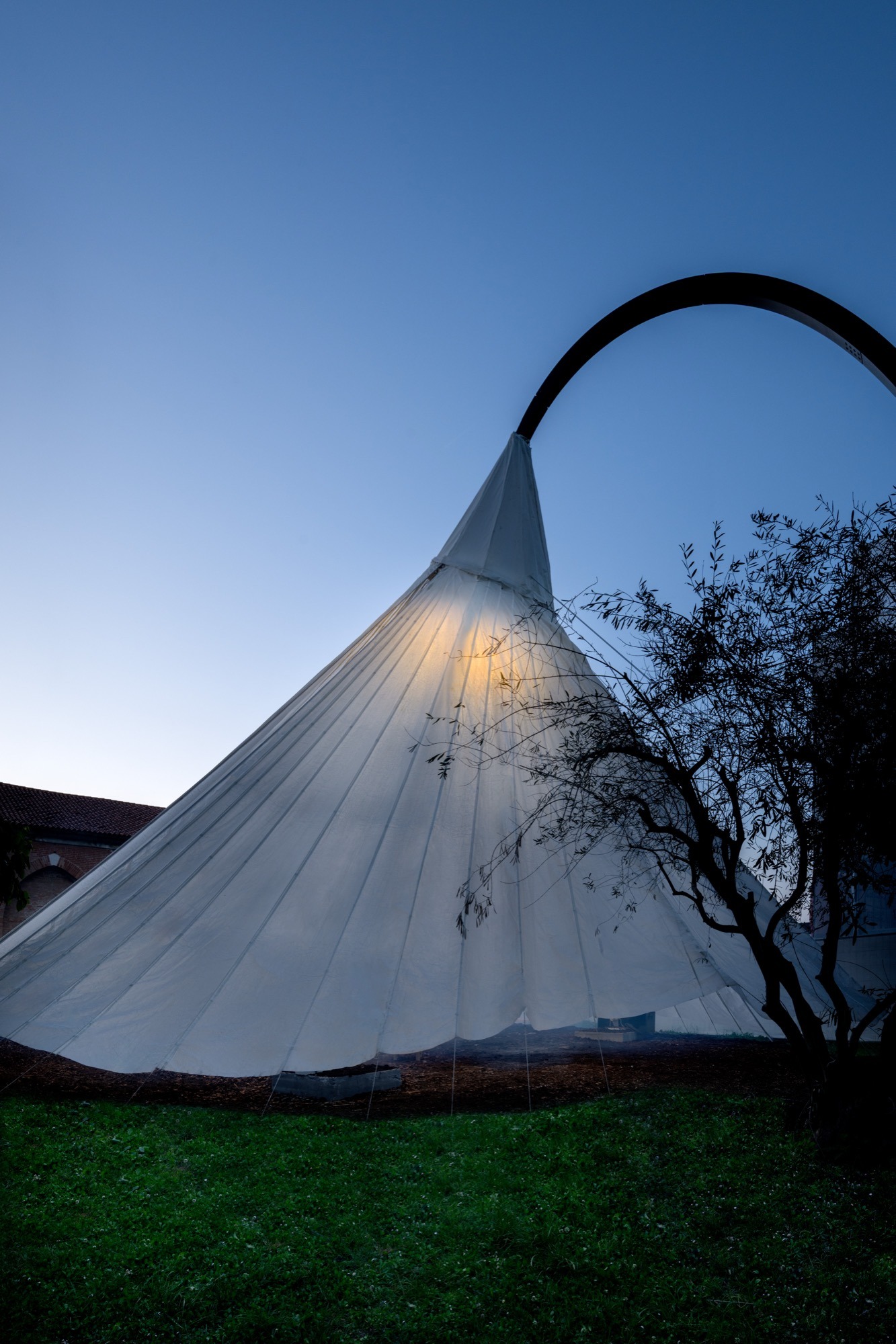 Chinese Paper Umbrella: the umbrella at dusk