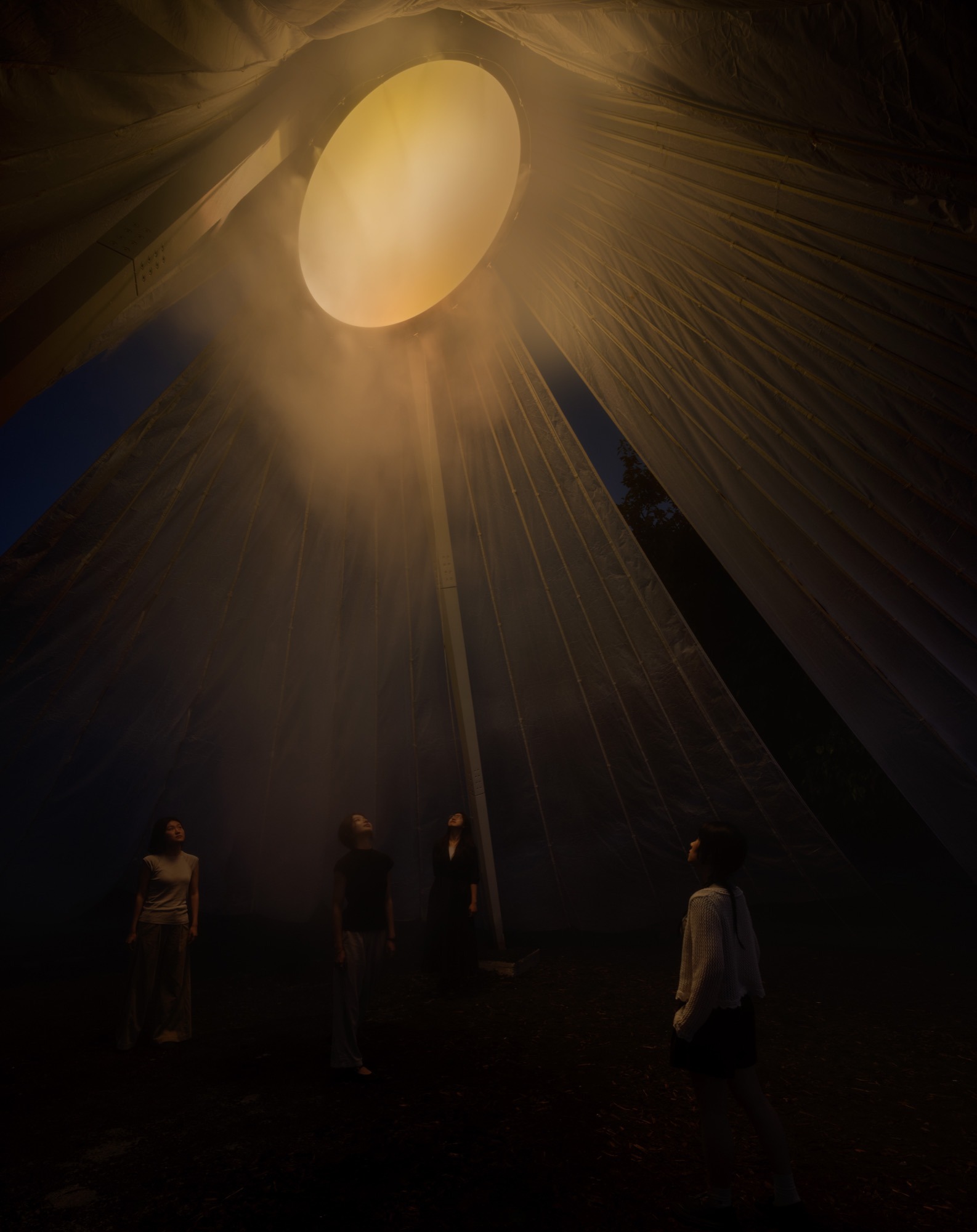 Light at the top of the umbrella