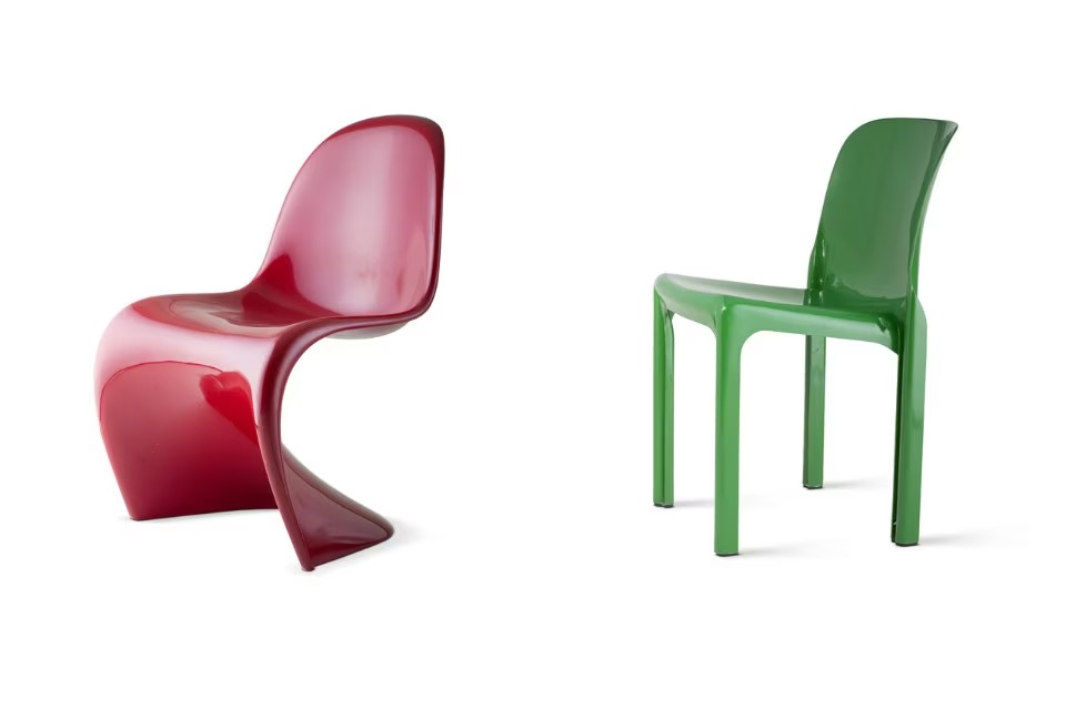Panton Chair and an early one-piece plastic chair