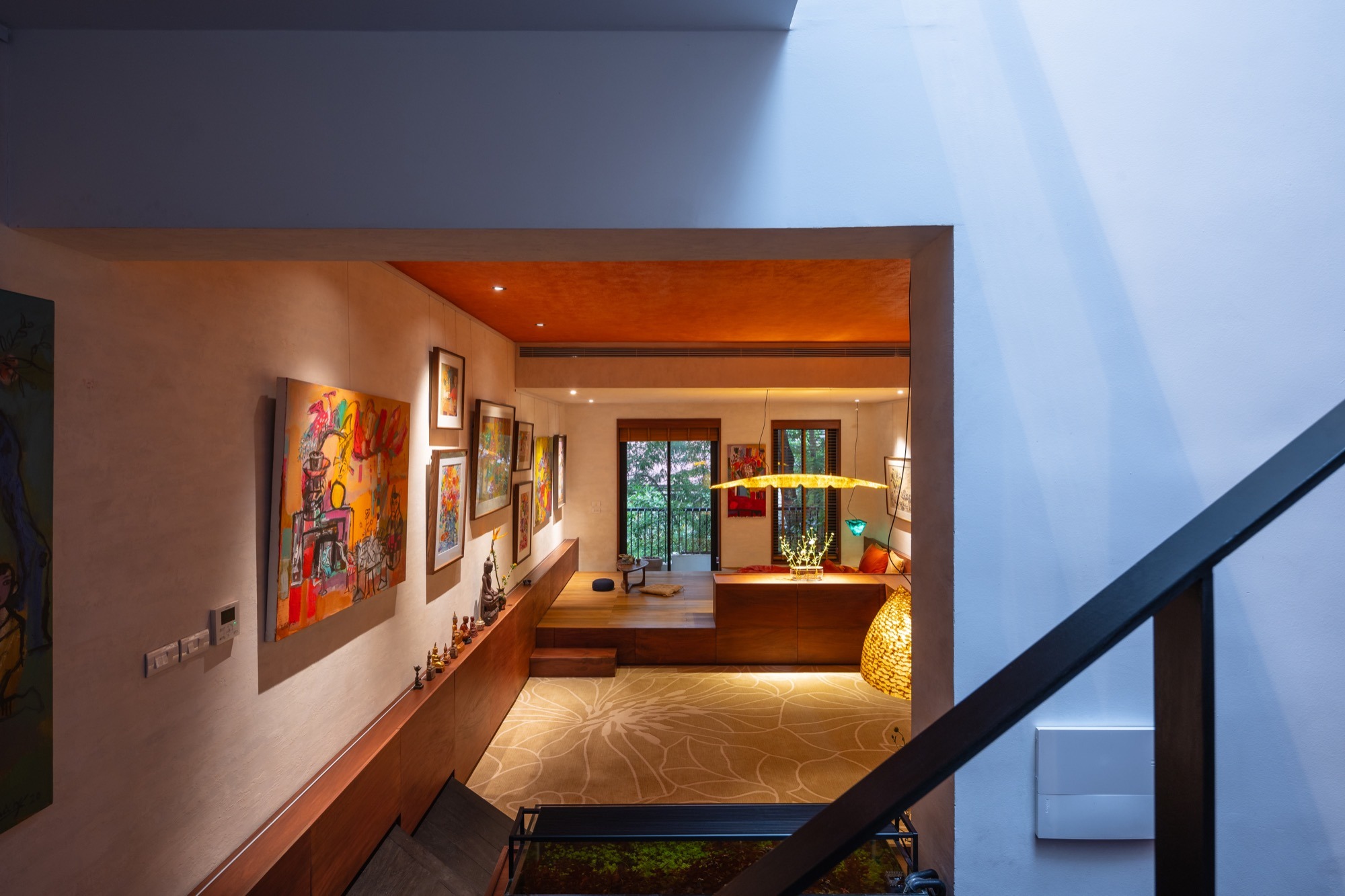 The new staircase seen from the upper floor