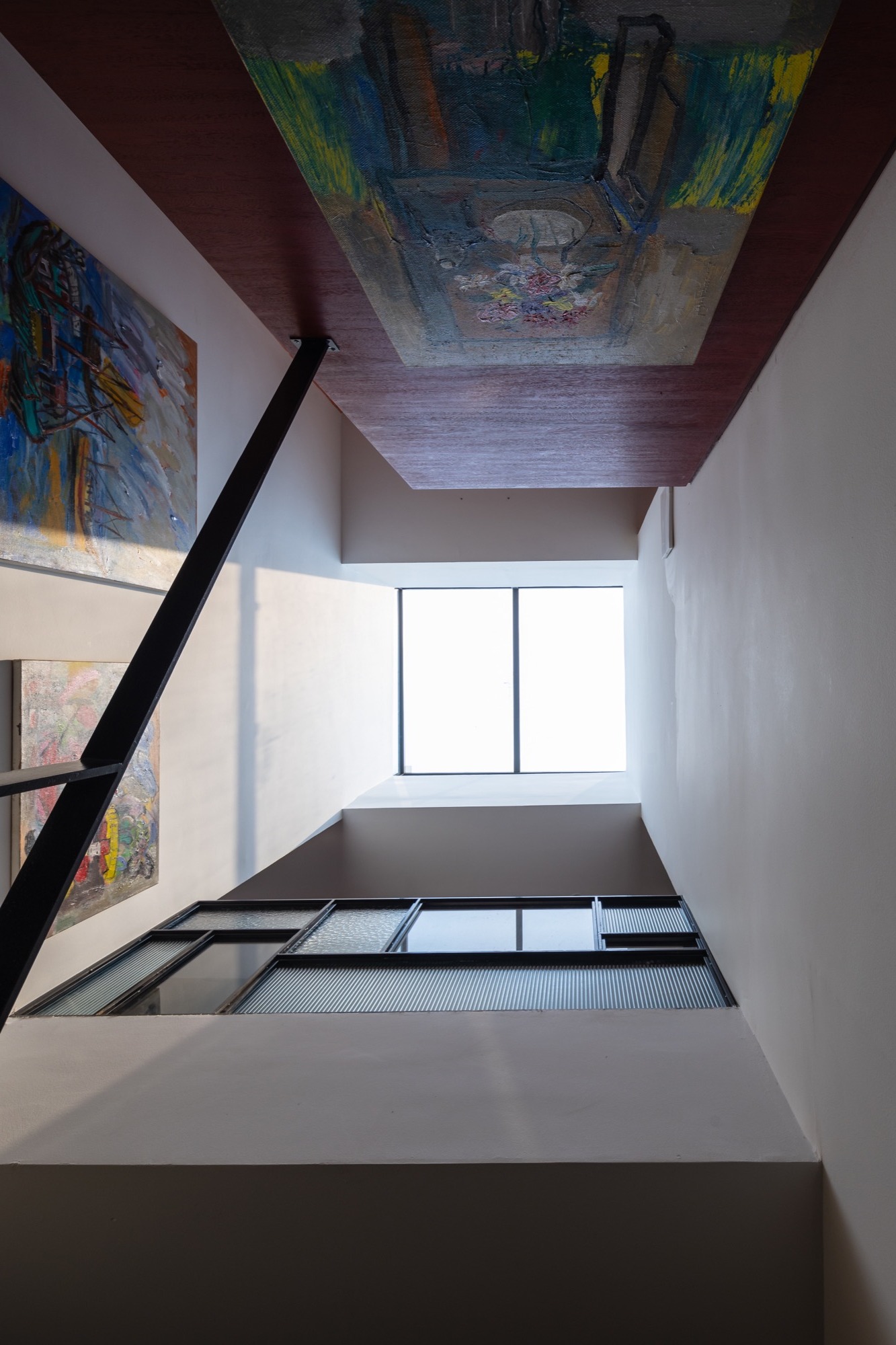Looking up the lightwell towards the skylight